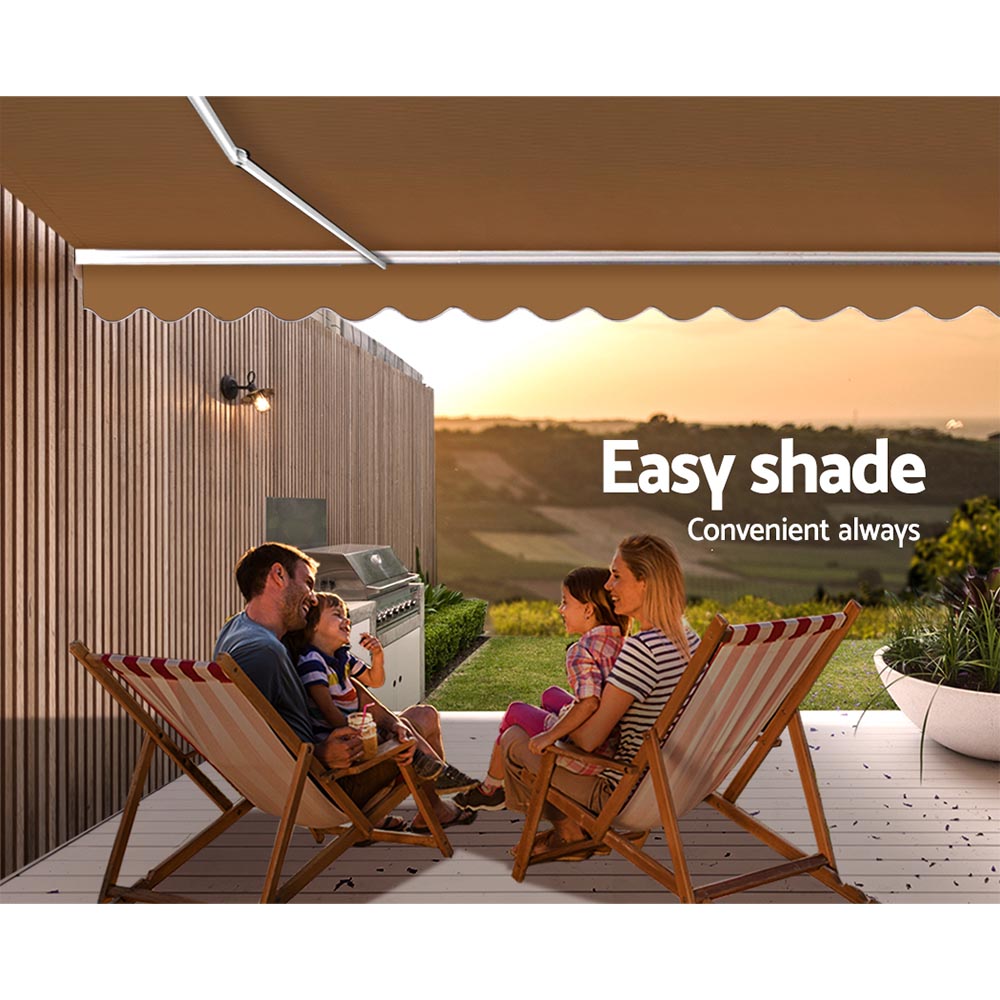 Instahut Retractable Folding Arm Awning Manual Sunshade 4Mx2.5M Beige