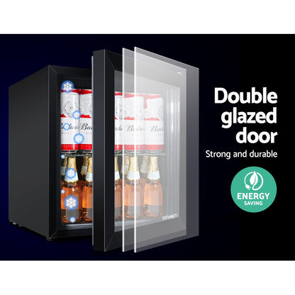 Devanti 46L Glass Door Bar Fridge Mini Countertop Freezer Fridges Bottle Cooler