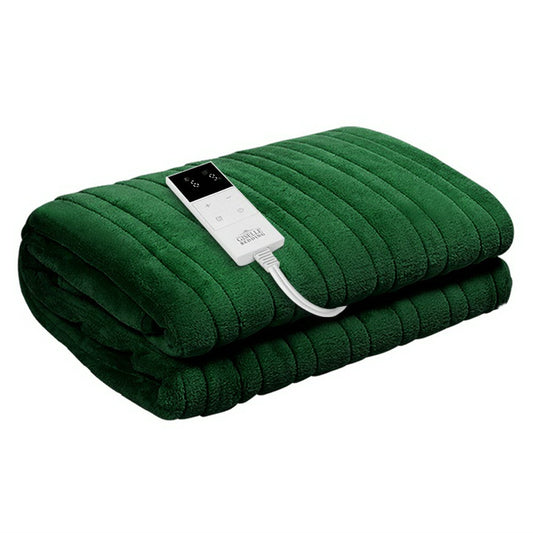 Giselle Electric Throw Rug Heated Blanket Washable Snuggle Flannel Winter Green