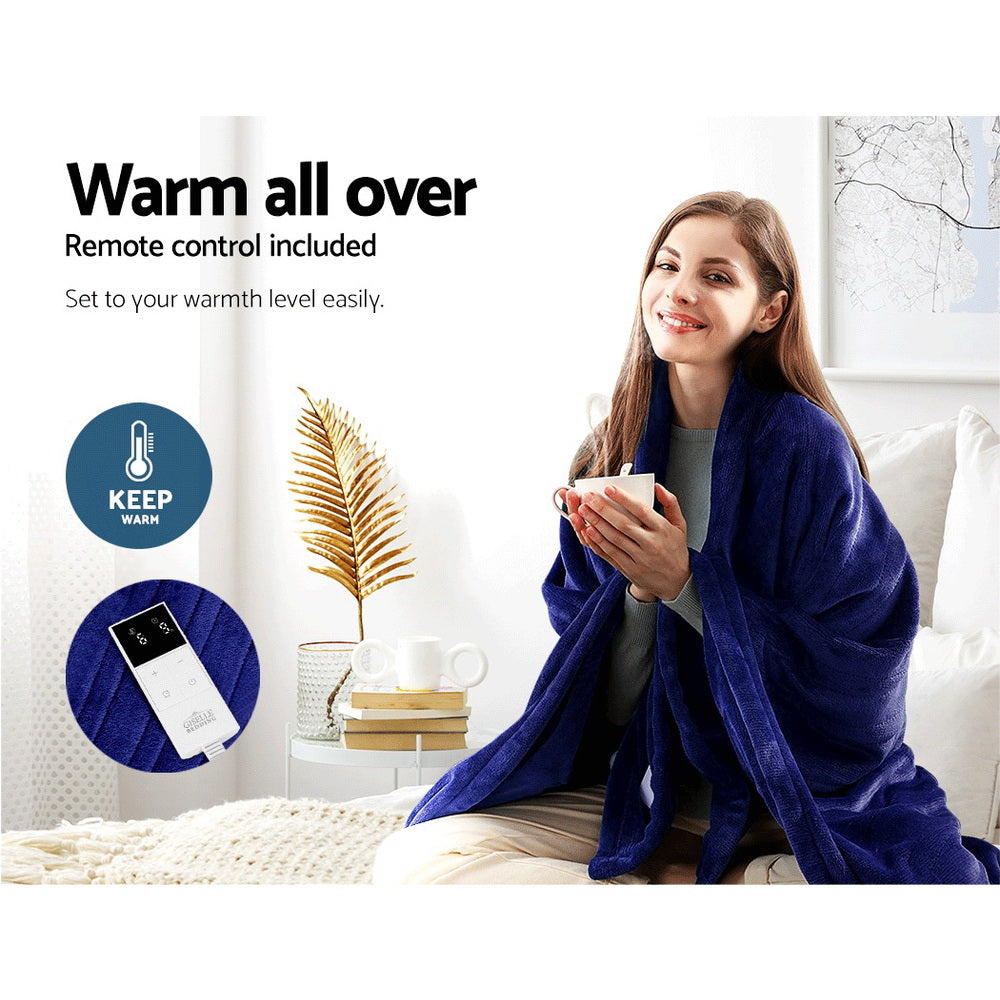 Giselle Bedding Electric Throw Blanket - Navy