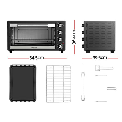 Devanti Electric Convection Oven Bake Benchtop Rotisserie Grill 45L