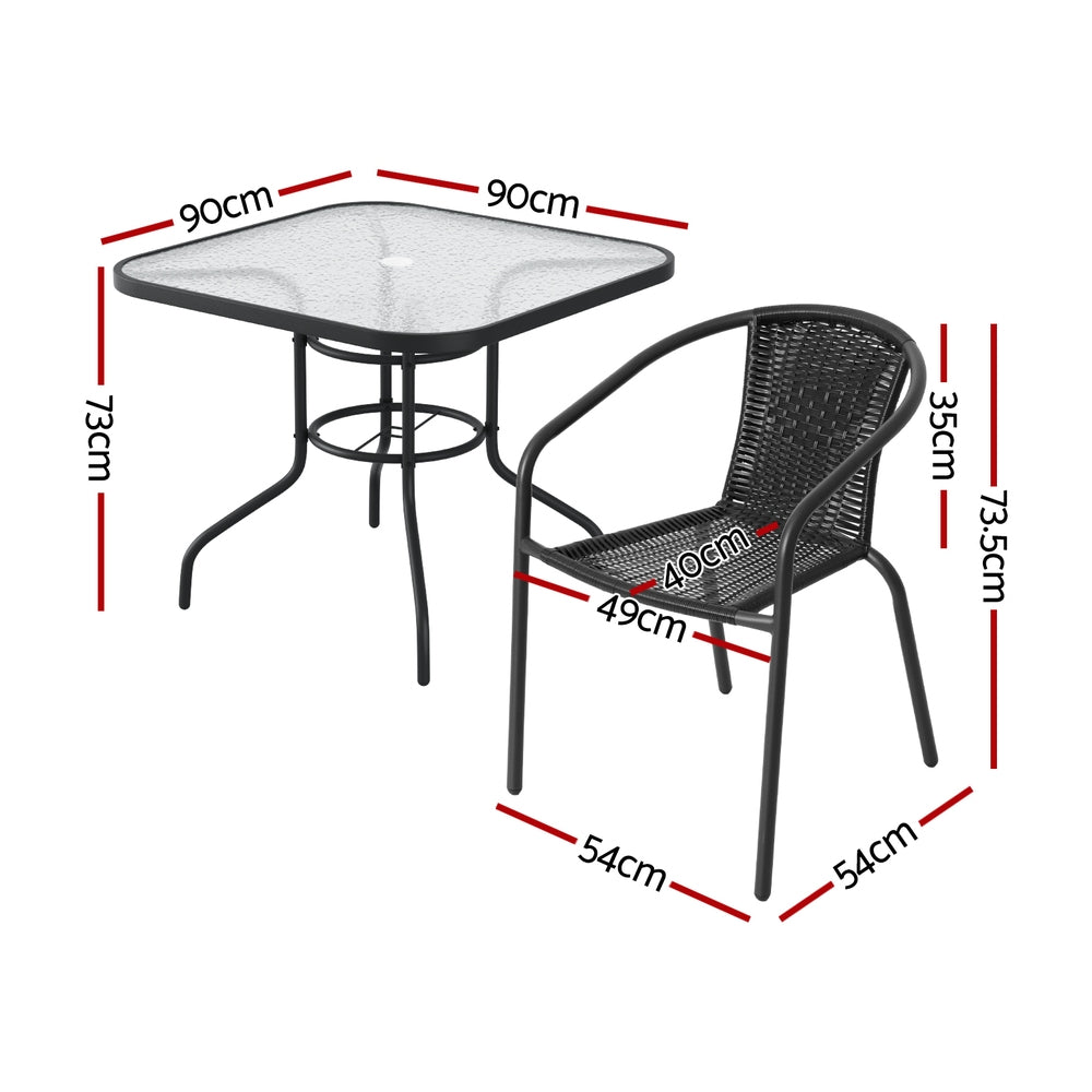 Gardeon Outdoor Dining Set 5 Piece Steel Stackable Chairs Table Patio Furniture