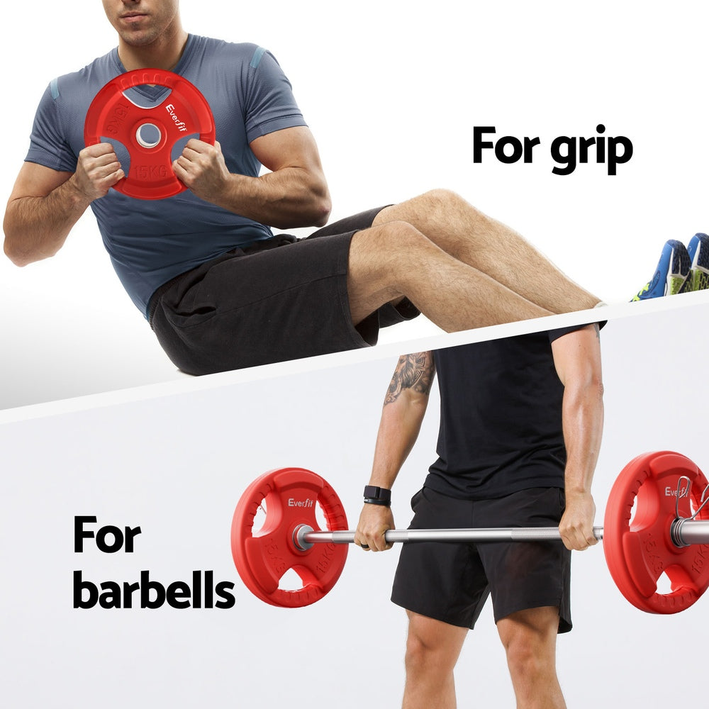 Everfit Barbells Set 36kg 120cm Dumbbell Barbell Plate Weight Lifting Home Gym Red Lifting