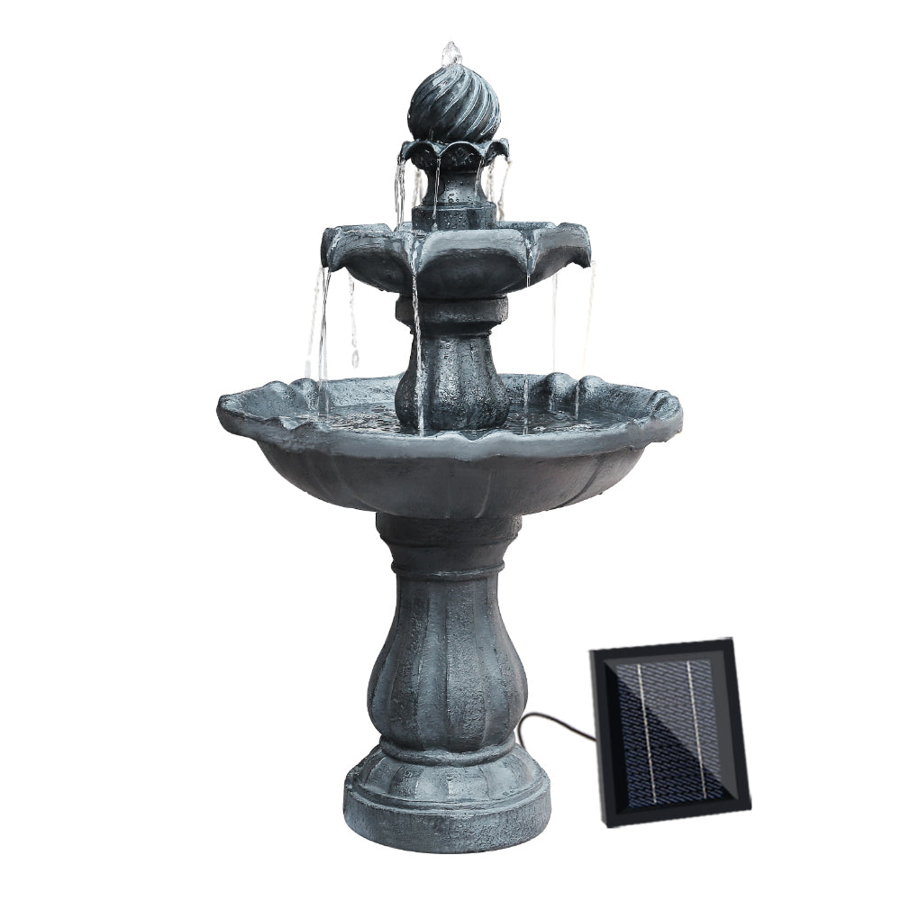 Gardeon 3 Tier Solar Powered Water Fountain - Black