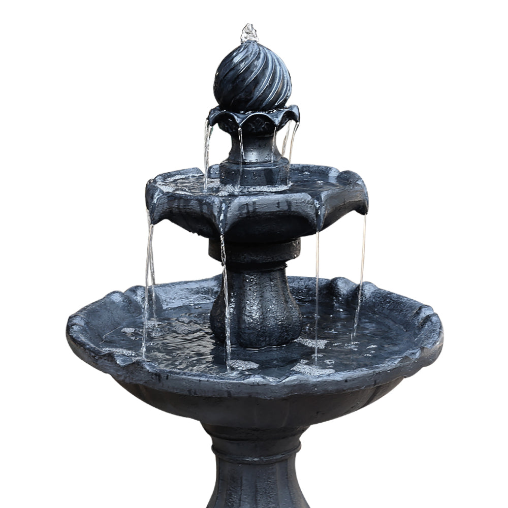 Gardeon 3 Tier Solar Powered Water Fountain - Black