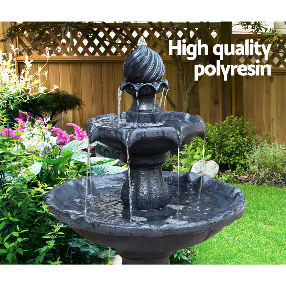 Gardeon 3 Tier Solar Powered Water Fountain - Black