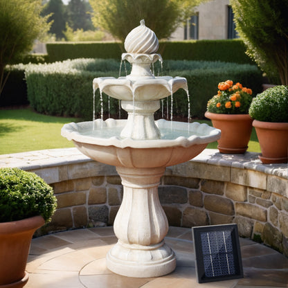 Gardeon 3 Tier Solar Powered Water Fountain - Ivory