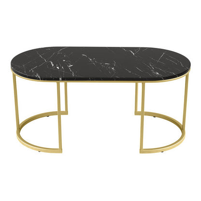 Artiss Coffee Table Marble Effect Black