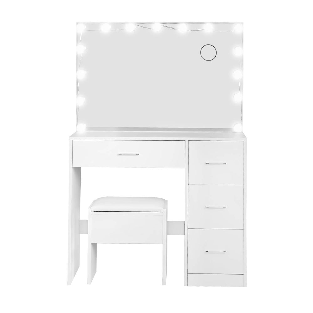 Artiss Dressing Table Set Stool 15 Led Bulbs White Darcy