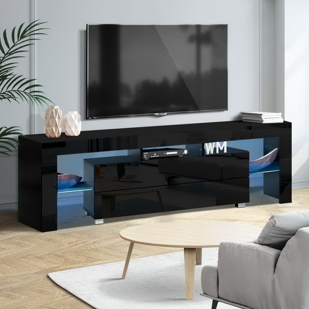 Artiss TV Cabinet Entertainment Unit Stand RGB LED Gloss Furniture 160cm Black