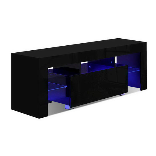 Artiss TV Cabinet Entertainment Unit Stand RGB LED Gloss Furniture 130cm Black