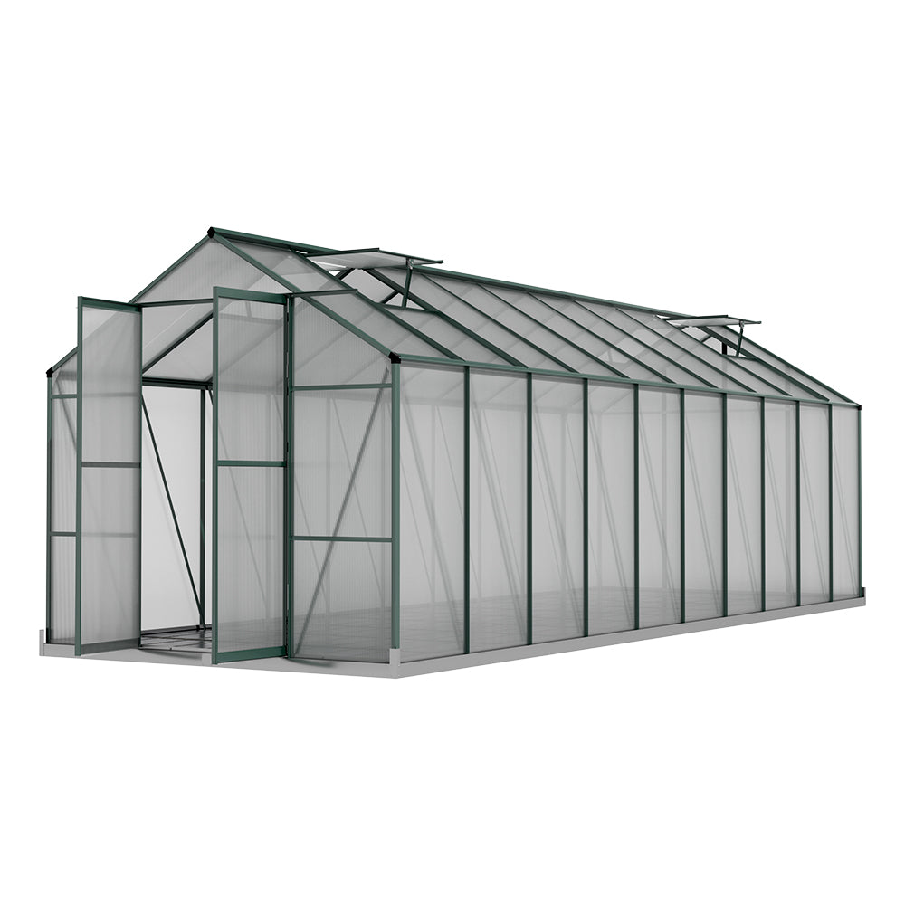 Greenfingers Greenhouse 6.3x2.44x2.1M Aluminium Polycarbonate Green House Garden Shed