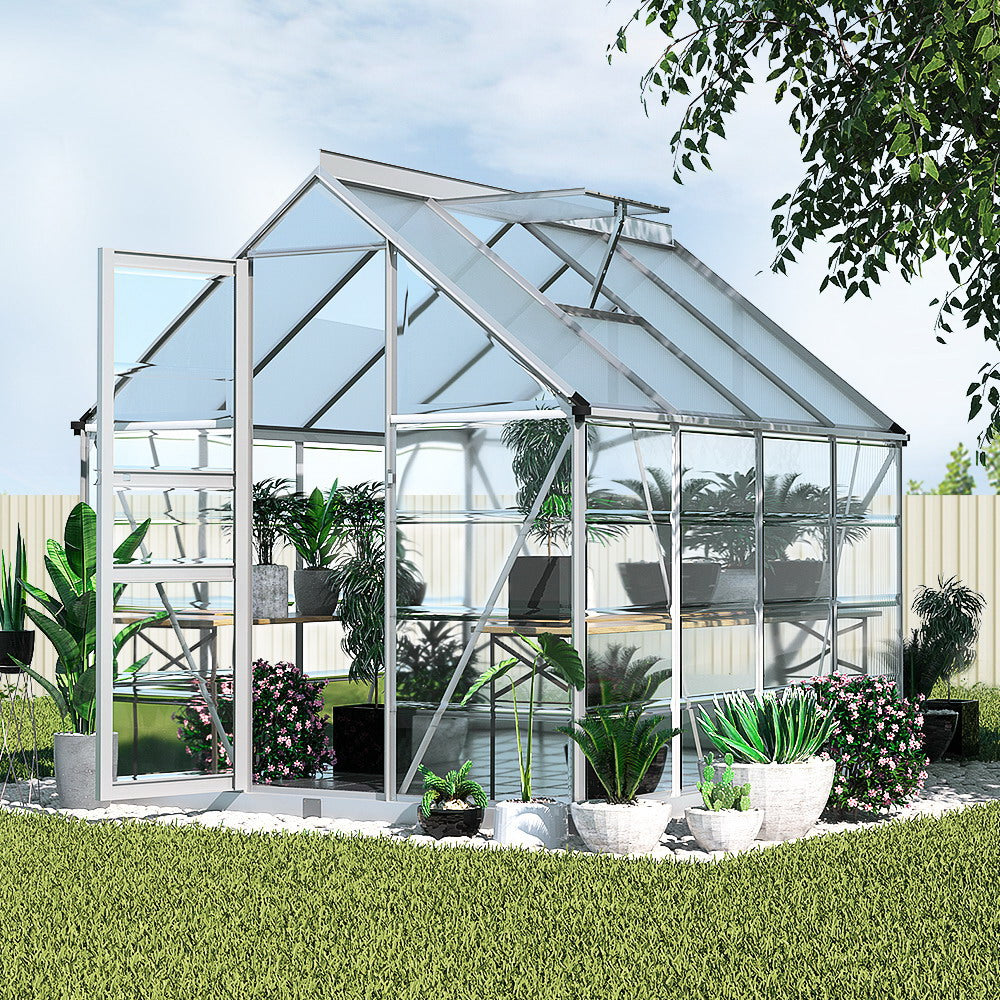 Greenfingers Greenhouse Aluminium Polycarbonate Green House Garden 248x189x200cm