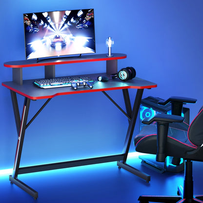 Artiss Gaming Desk Computer Desks Table 2-Tiers Storage Study Home Ofiice 100CM