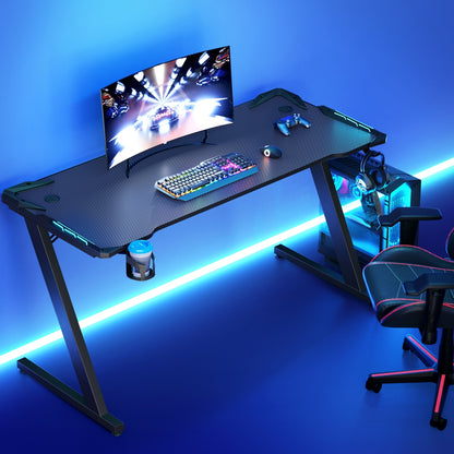 Artiss Gaming Desk Computer Desks Table Study Home Ofiice RGB LED Light 140CM