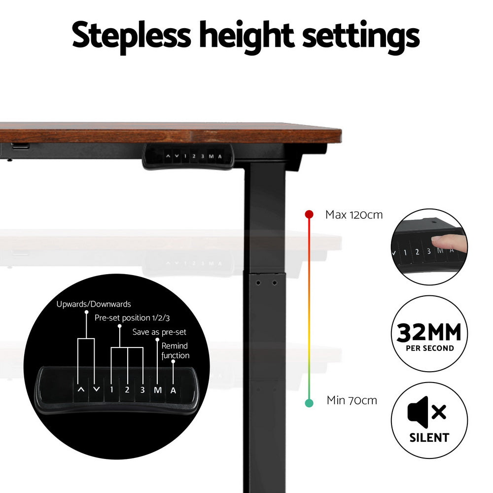 Artiss Standing Desk Electric Adjustable Sit Stand Desks Black Brown 140cm