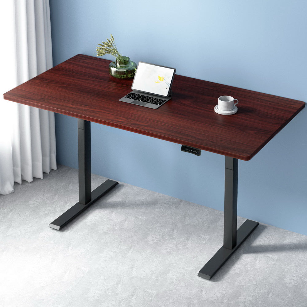 Artiss Standing Desk Electric Adjustable Sit Stand Desks Black Walnut 140cm