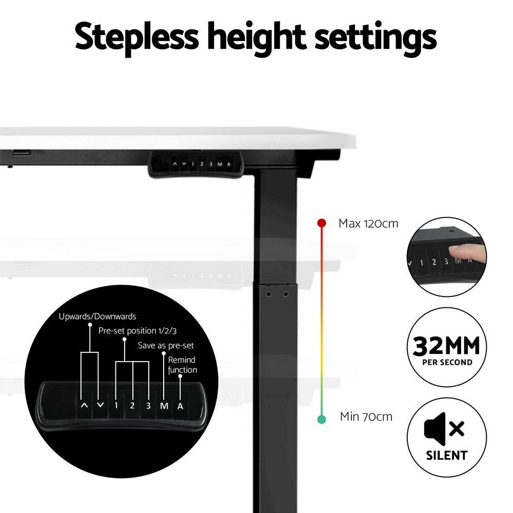 Artiss Standing Desk Electric Adjustable Sit Stand Desks Black White 140cm