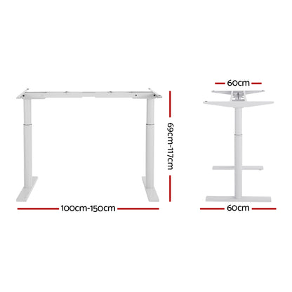 Artiss Standing Desk Sit Stand Motorised Adjustable Frame Only Dual Motor White