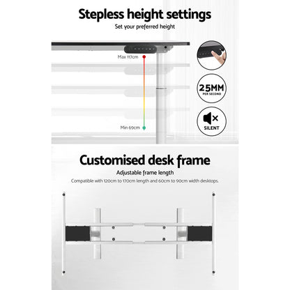 Artiss Standing Desk Sit Stand Motorised Adjustable Frame Only Dual Motor White