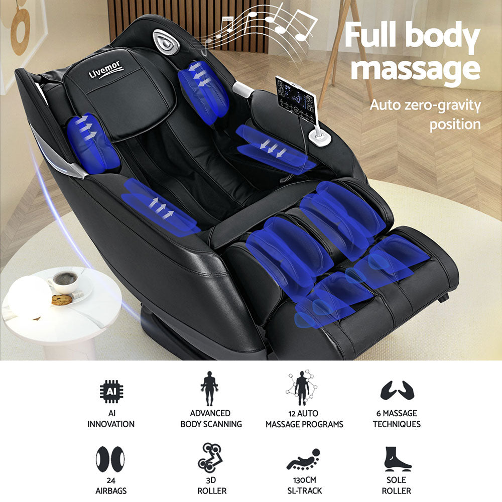 Livemor Massage Chair Electric Recliner Home 3D Massager Flynn