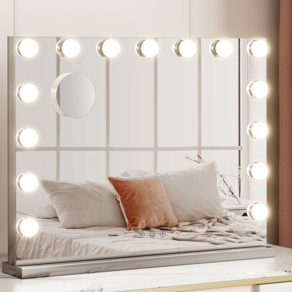 Embellir Hollywood Frameless Makeup Mirror With 15 LED Lighted Vanity Beauty 58cm x 46cm