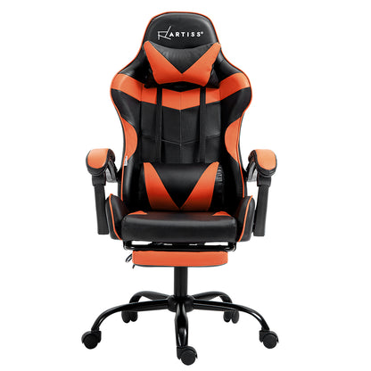 Artiss Gaming Office Chair Executive Computer Leather Chairs Footrest Orange