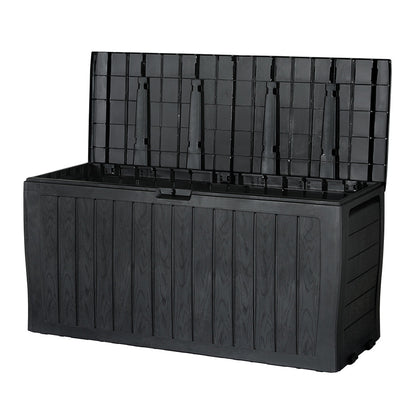 Gardeon Outdoor Storage Box 220L Lockable Organiser Garden Deck Toy Shed Tool Black