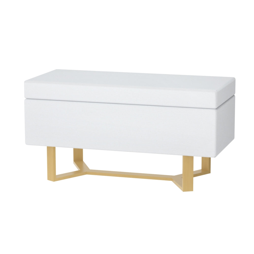 Artiss Storage Ottoman Blanket Box Criss-cross Linen White