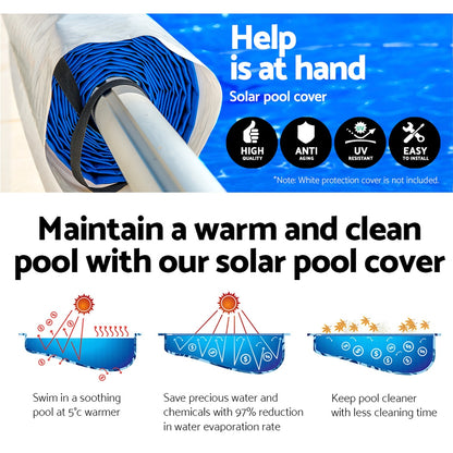 Aquabuddy Pool Cover 500 Micron 10x4m Blue Swimming Pool Solar Blanket 5.5m Roller