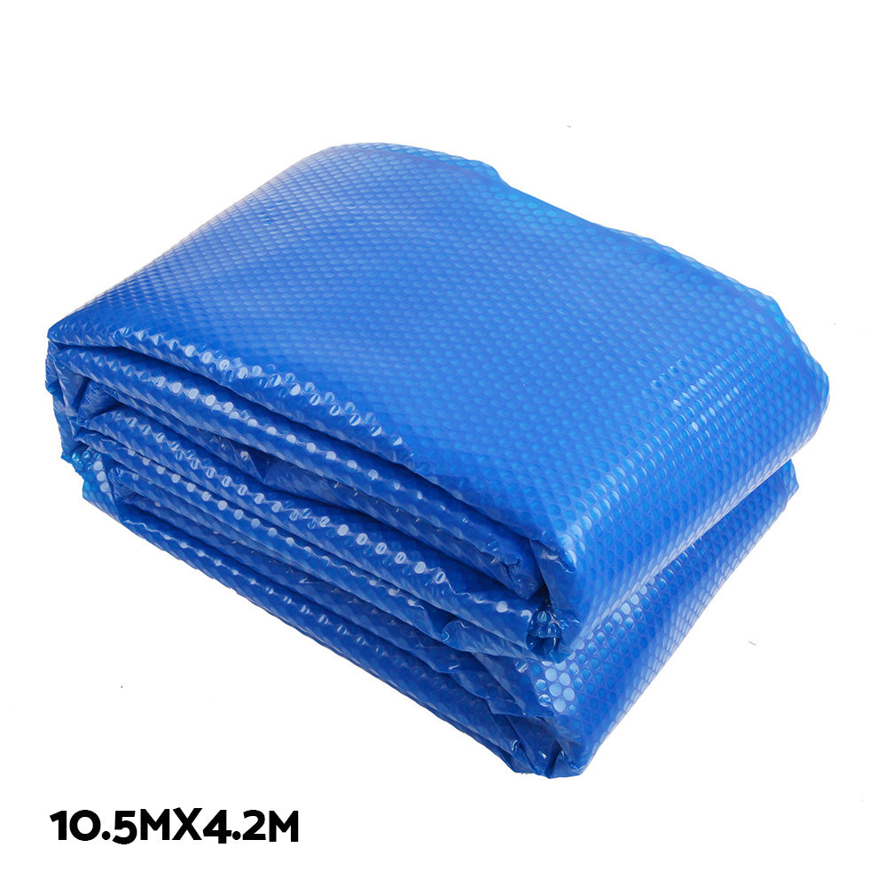 Aquabuddy Pool Cover 500 Micron 10.5x4.2m Silver Swimming Pool Solar Blanket 5.5m Blue Roller