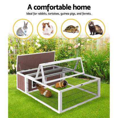 i.Pet Rabbit Hutch 124cm x 90cm x 35cm Chicken Coop Large Outdoor Wooden Run Cage House