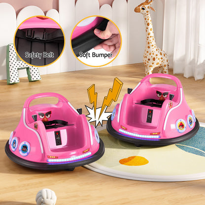 Kids Ride On Car Bumper Electric Toys Cars Light Remote Angry Birds Sticker Pink