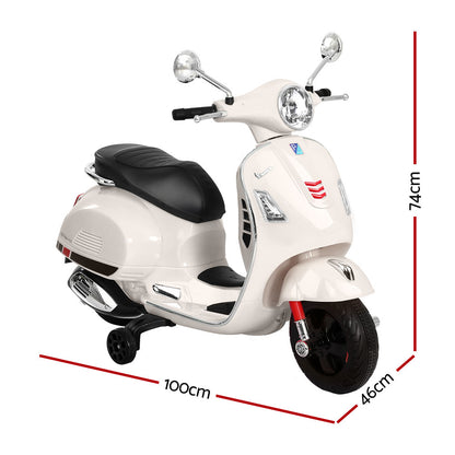 Kids Ride On Car Motorcycle Motorbike VESPA Licensed Scooter Electric Toys White