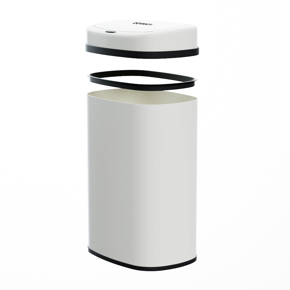 Devanti Sensor Bin Motion Rubbish Trash Can Automatic Touch Free Kitchen White