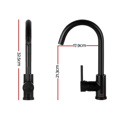 Cefito Kitchen Mixer Tap Mixer Round Sink Faucet Basin Laundry Black