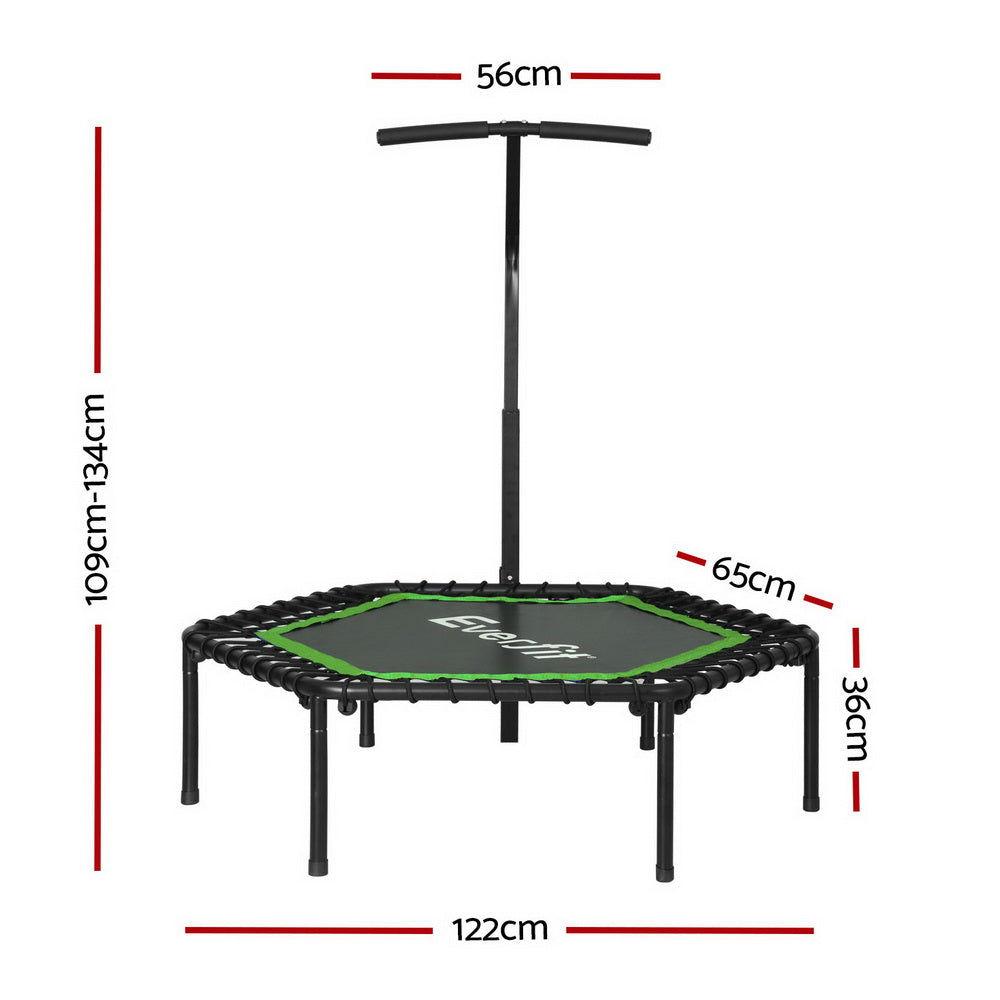 Everfit 48inch Hexagon Trampoline Kids Exercise Adjustable Handrail Green