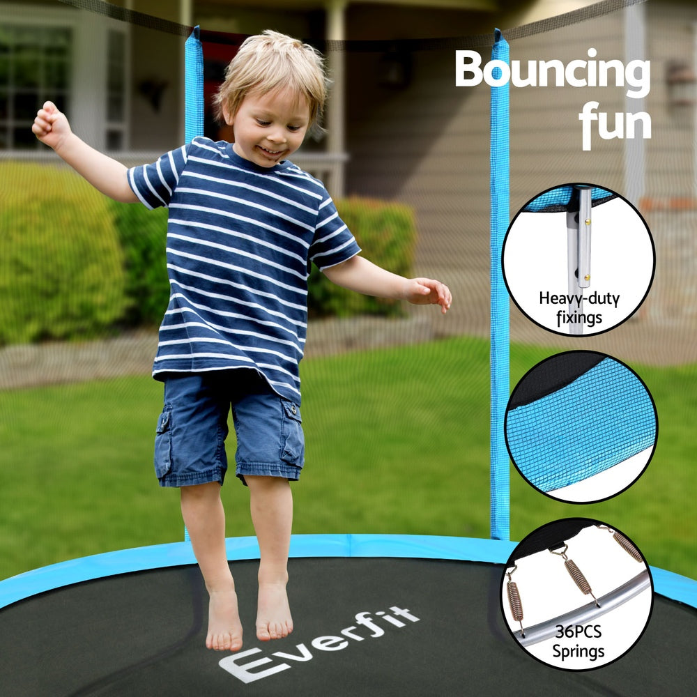 Everfit Trampoline 6FT Kids Trampolines Safety Net Pad Round Blue