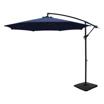 Instahut 3m Umbrella w/Base Outdoor Cantilever Beach Garden Patio Parasol Navy