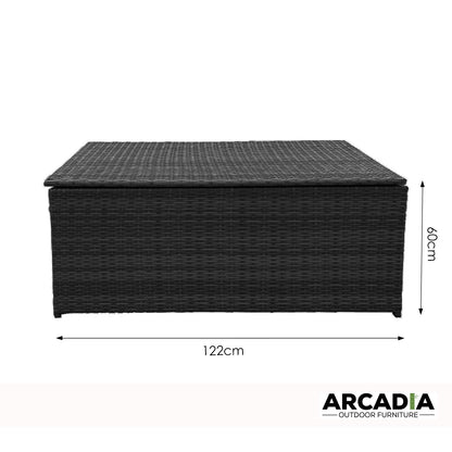 Arcadia Furniture Outdoor Rattan Storage Box Garden Toy Tools Shed UV Resistant - Black