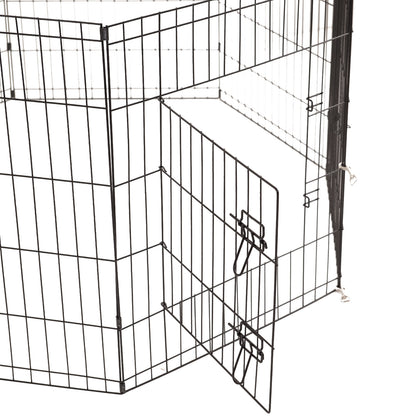 4Paws 8 Panel Playpen Puppy Exercise Fence Cage Enclosure Pets Black All Sizes - 30" - Black