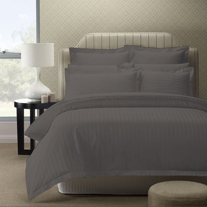 Royal Comfort 1200TC Quilt Cover Set Damask Cotton Blend Luxury Sateen Bedding - King - Charcoal Grey