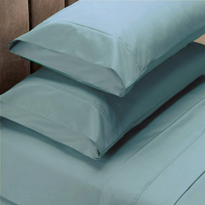 Renee Taylor 1500 Thread Count Pure Soft Cotton Blend Flat & Fitted Sheet Set Mist King