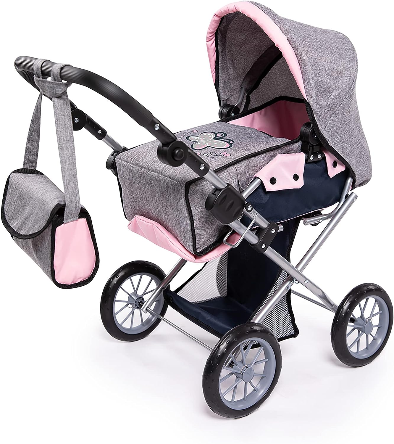 City Star Doll's Pram Bag, Denim Grey and Blue