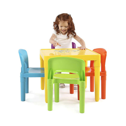 Kids Plastic 5-Piece Table & 4 Chairs Set