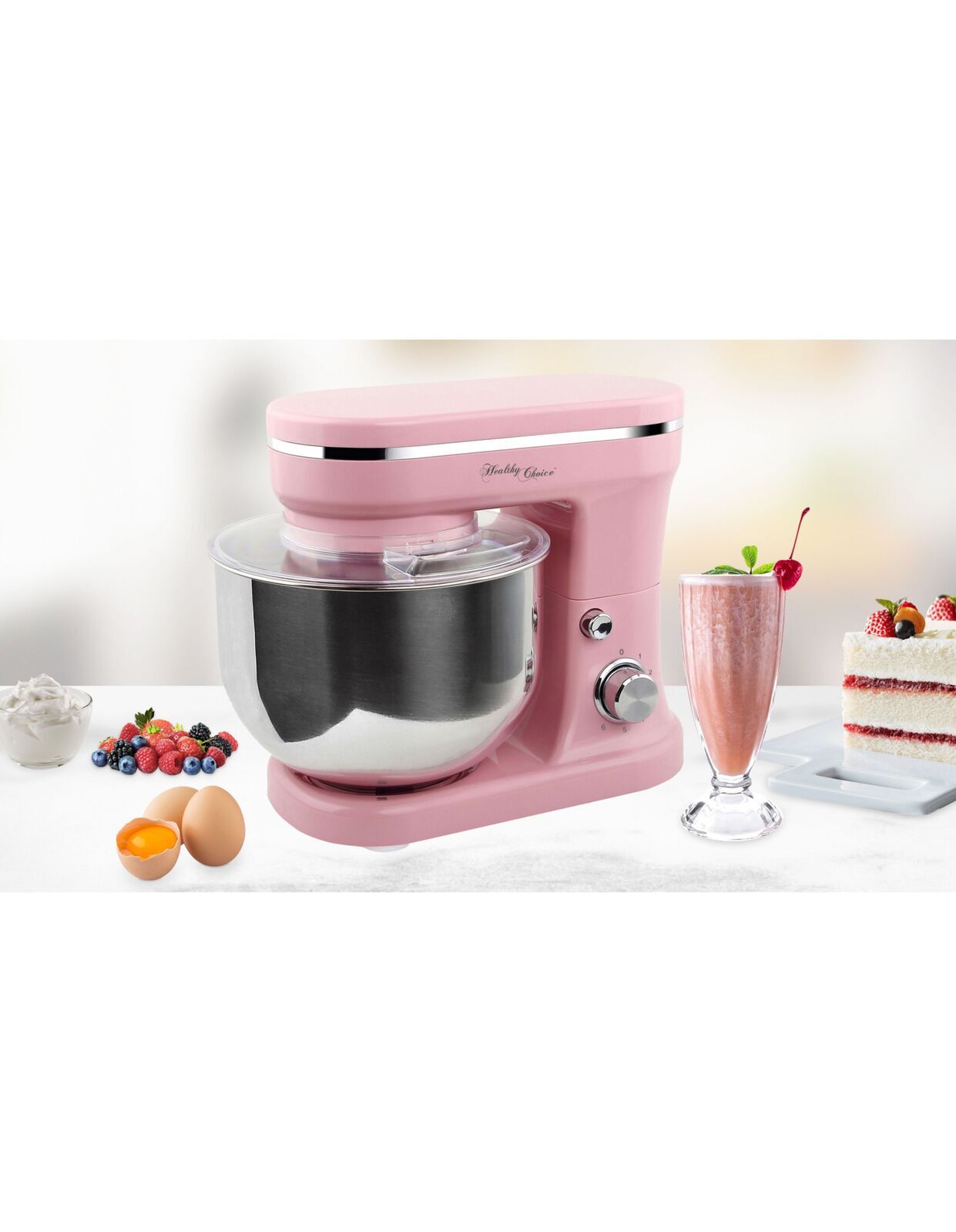 1200W Mix Master 5L Kitchen Stand (Pink) w/ Bowl/ Whisk/ Beater