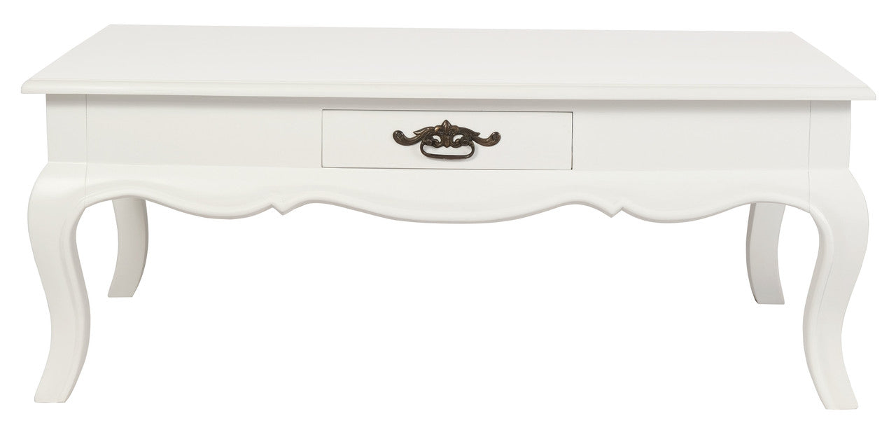 French Provincial 2 Drawer Coffee Table - White