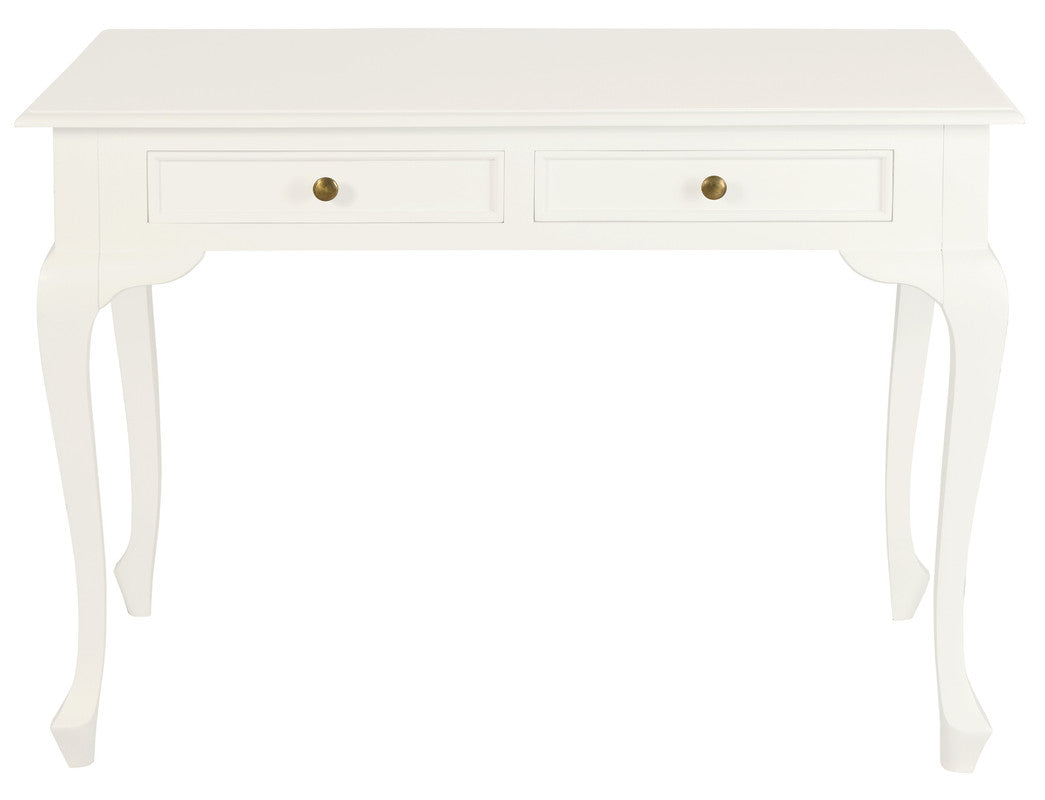 Queen Anne 2 Drawer Desk (White)