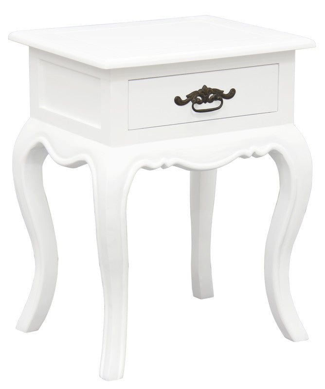 French Provincial 1 Drawer Lamp Table (White)