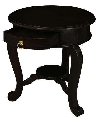 Round Cabriole Leg 1 Drawer Lamp Table (Chocolate)